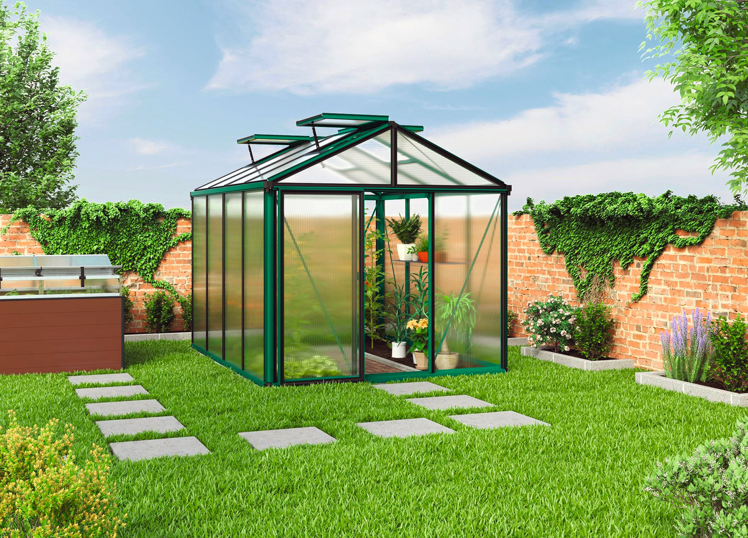 ProfiGewächshaus , Stärke 8 mm, L 306 x B 236 x H 232 cm